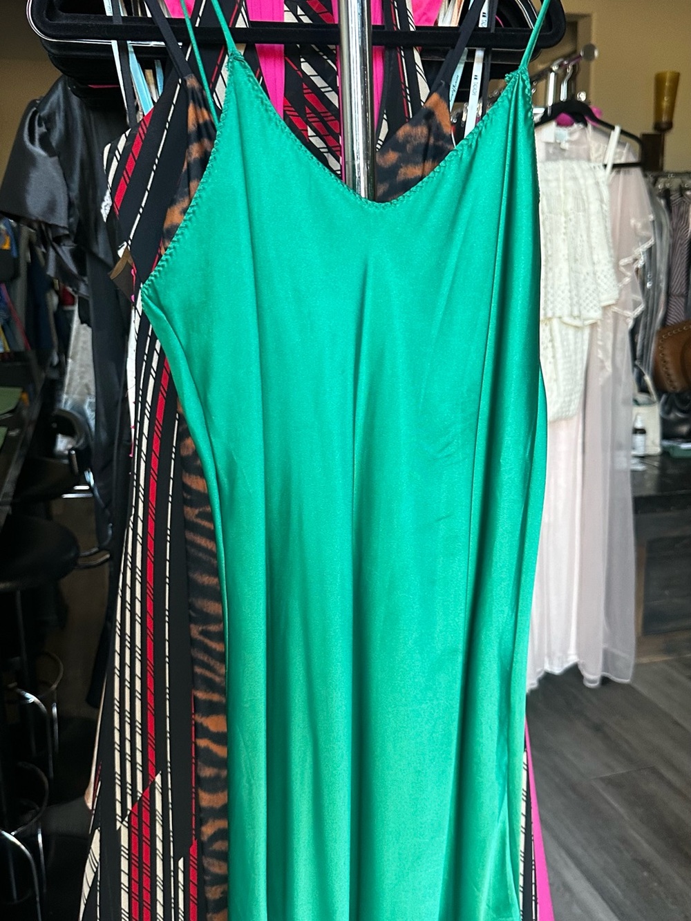 Green Satin Dress